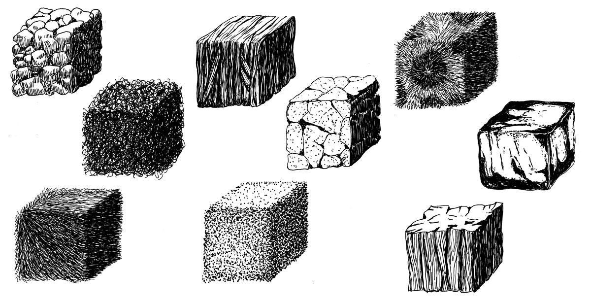 Texture applied to 3D forms