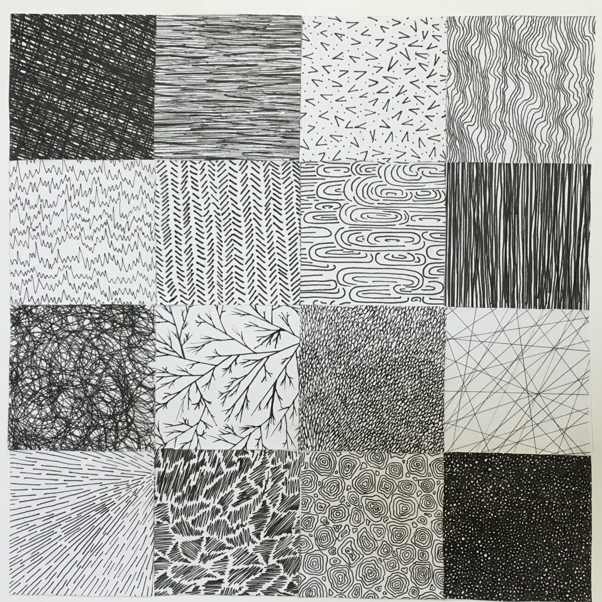 Texture drawing examples showing different surface patterns